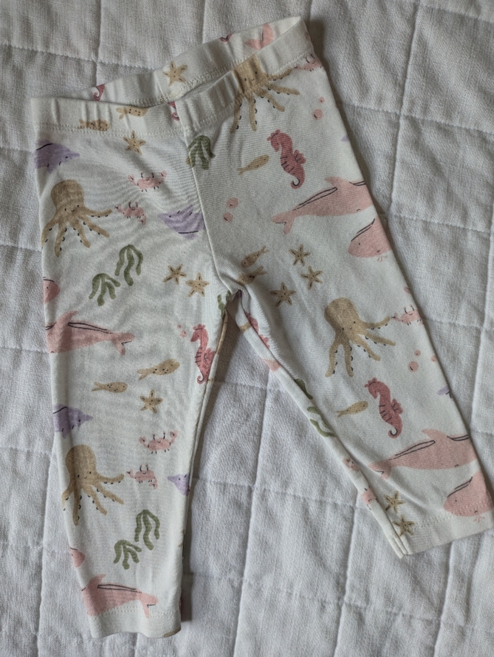 Carter's White Baby Leggings with Pastel Sea Creatures